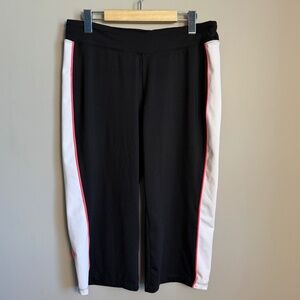 Izod Performx Women's Athletic Capri Yoga Pant Leggings Black Medium Stripe